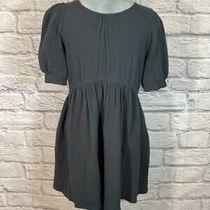 Charcoal Gray Gauze Midi Dress